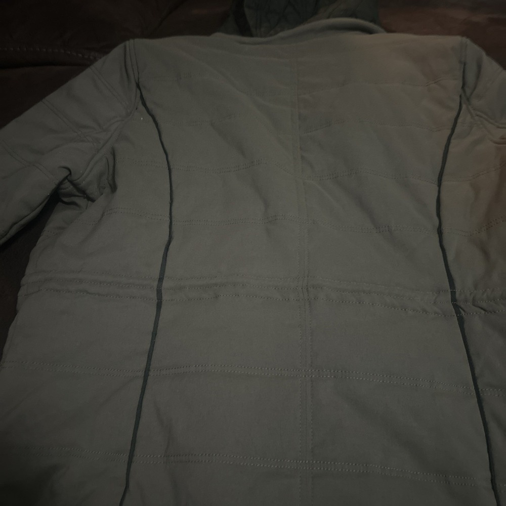 Prana Jacket L Insulated Quilted Parka Women Large Green Hooded Jacket Outdoors - Picture 10 of 11